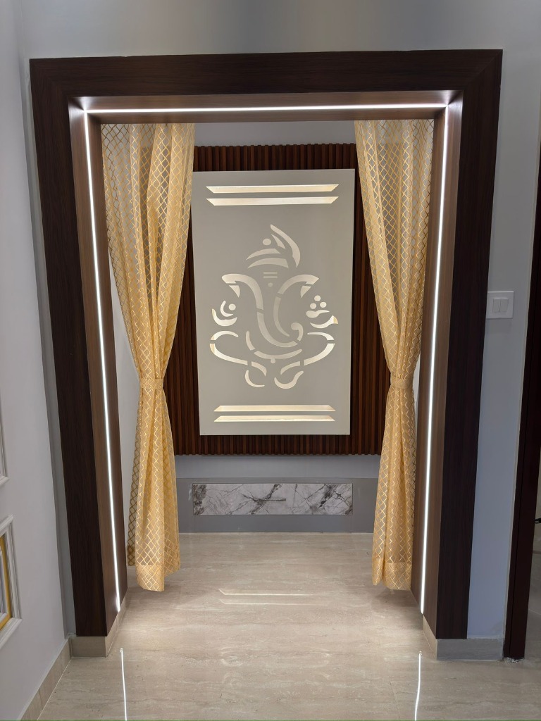 Beautifully carved puja entrance