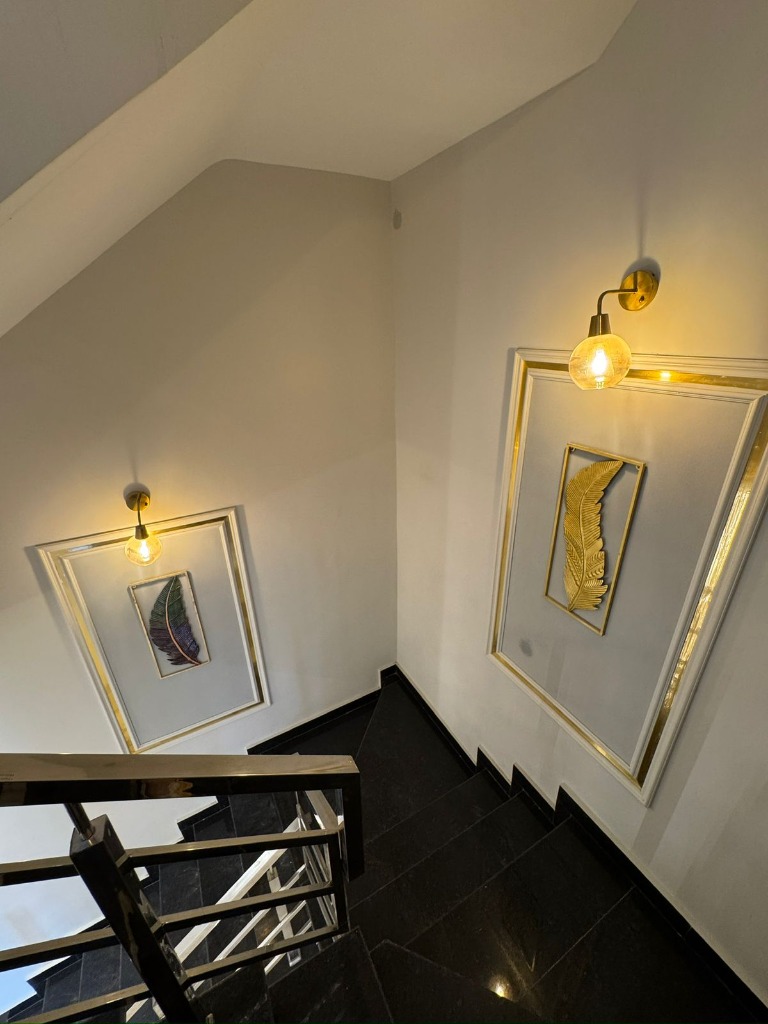 Artistic staircase with wall art